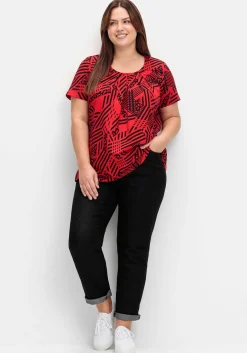 Longshirt in A-Linie, mit grafischem Muster