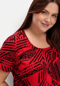 Longshirt in A-Linie, mit grafischem Muster