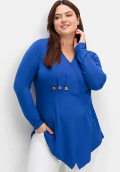 Longshirt in Wickeloptik, mit Zierknöpfen