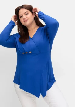 Longshirt in Wickeloptik, mit Zierknöpfen