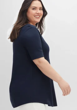 Longshirt mit abgerundetem Saum