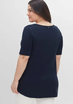 Longshirt mit abgerundetem Saum