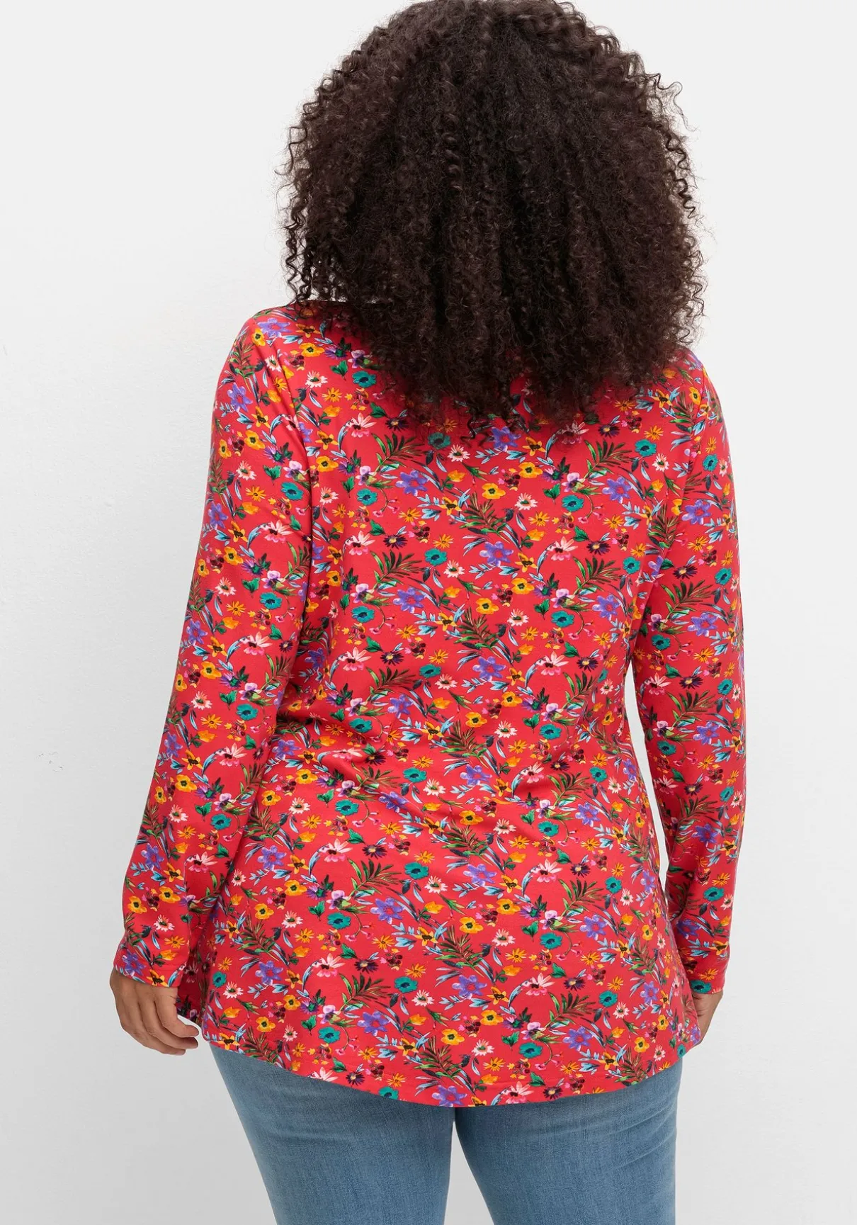 Longshirt mit Blümchen-Alloverdruck
