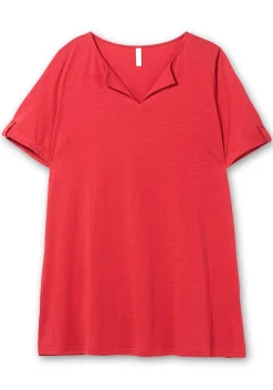 Longshirt mit geschlitztem Ausschnitt