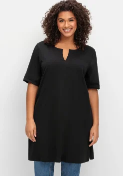 Longshirt mit geschlitztem Ausschnitt