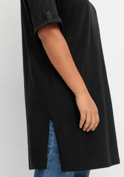 Longshirt mit geschlitztem Ausschnitt