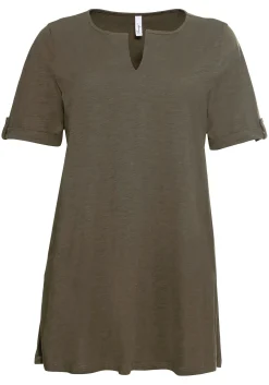 Longshirt mit geschlitztem Ausschnitt