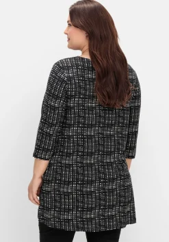 Longshirt mit Print und Wasserfall-Ausschnitt