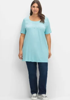 Longshirt mit Taschen und Karreeausschnitt