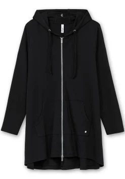 Longshirtjacke mit Kapuze und Kängurutasche