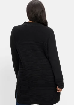 Longstrickjacke im Strukturmix, mit V-Ausschnitt