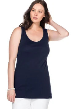 Longtop in Rippqualität, mit weitem Ausschnitt