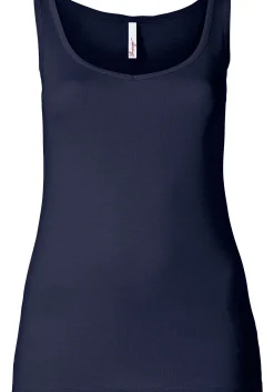 Longtop in Rippqualität, mit weitem Ausschnitt