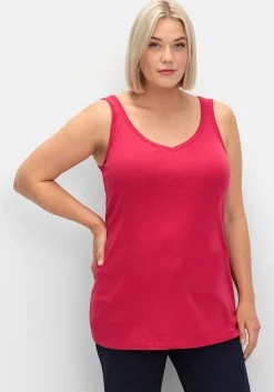 Longtop in Rippqualität, mit weitem Ausschnitt