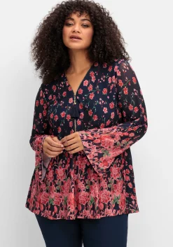 Longtunika aus Mesh, mit Trompetenärmeln