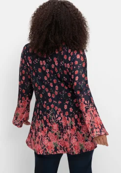 Longtunika aus Mesh, mit Trompetenärmeln