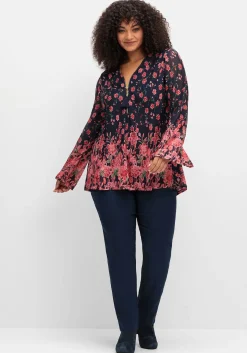 Longtunika aus Mesh, mit Trompetenärmeln