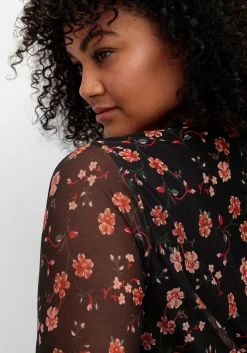 Longtunika aus Mesh, mit Trompetenärmeln