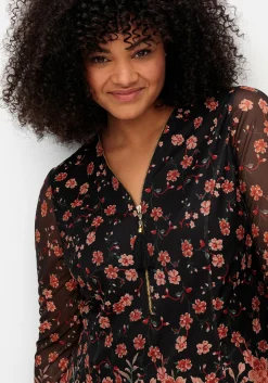 Longtunika aus Mesh, mit Trompetenärmeln