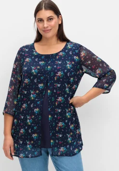 Longtunika im Lagenlook, mit Blumenprint