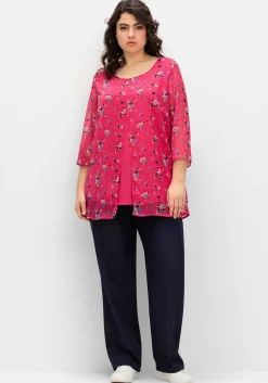 Longtunika im Lagenlook, mit Blumenprint