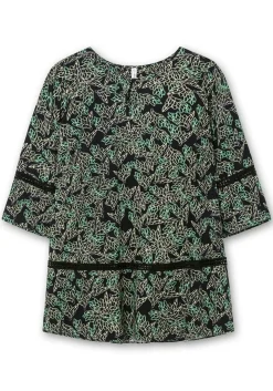 Longtunika mit floralem Print und Lochmusterdetails