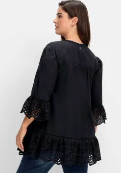 Longtunika mit Lochmusterdetails und Volantspitze