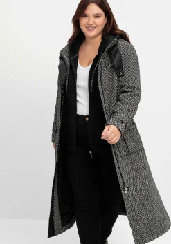 Mantel im Cargo-Stil, mit Stehkragen und Tunnelzug