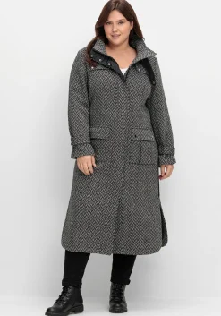 Mantel im Cargo-Stil, mit Stehkragen und Tunnelzug