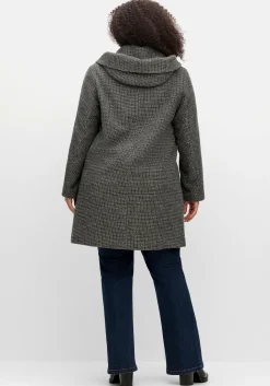 Mantel mit großer Kapuze, in A-Linie, mit Wollanteil