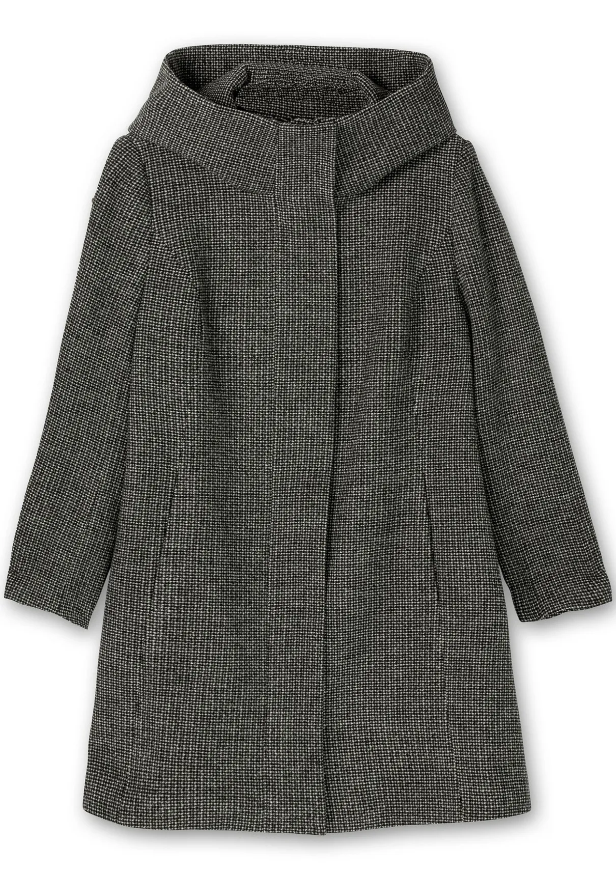 Mantel mit großer Kapuze, in A-Linie, mit Wollanteil