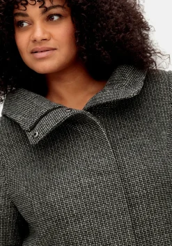 Mantel mit großer Kapuze, in A-Linie, mit Wollanteil