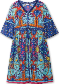 Maxikleid im Boho-Stil, mit Taillen-Smokbund