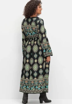 Maxikleid im Boho-Stil, mit Trompetenärmeln