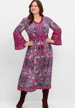 Maxikleid im Boho-Stil, mit Trompetenärmeln
