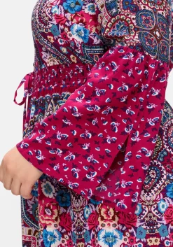 Maxikleid im Boho-Stil, mit Trompetenärmeln