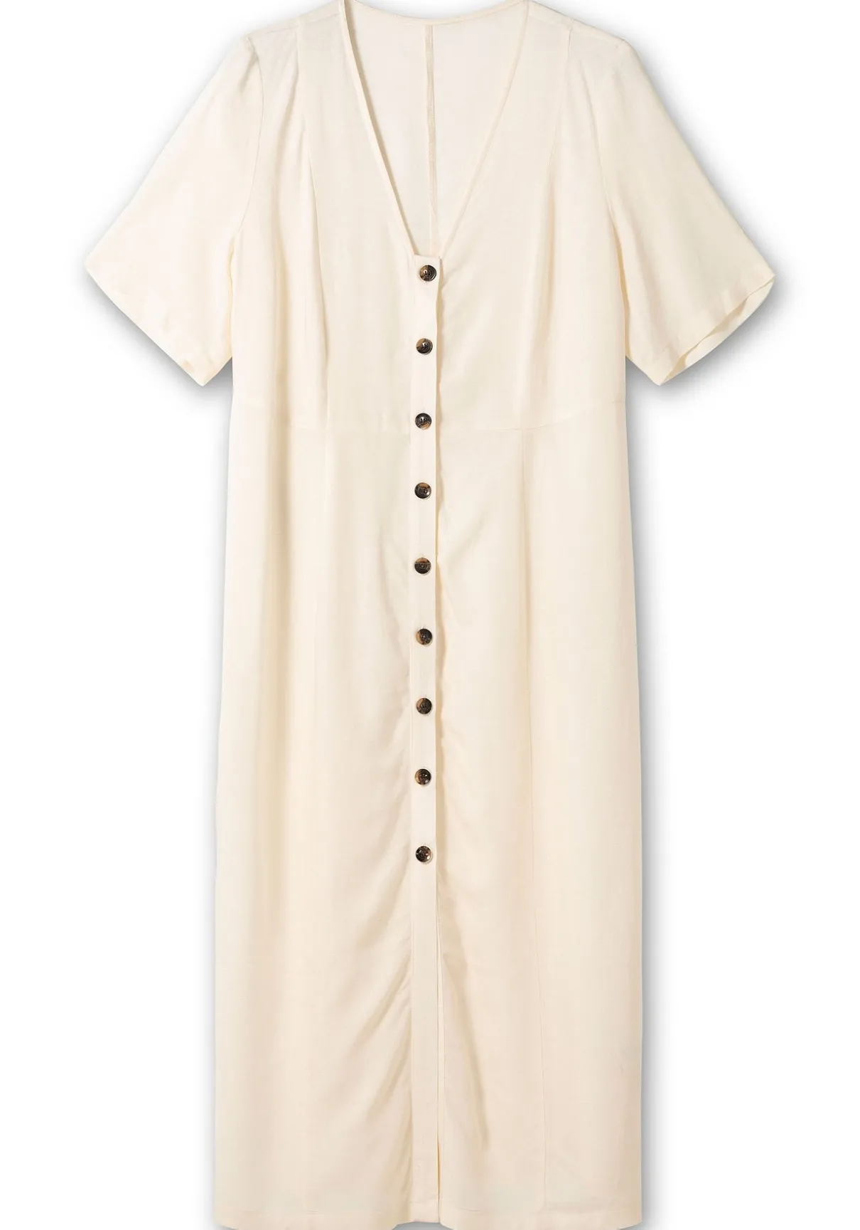 Maxikleid im Leinen-Mix, mit Knopfleiste