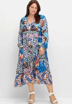 Maxikleid im Mustermix, in Satinqualität