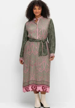 Maxikleid im Mustermix, mit Bindeband