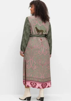 Maxikleid im Mustermix, mit Bindeband