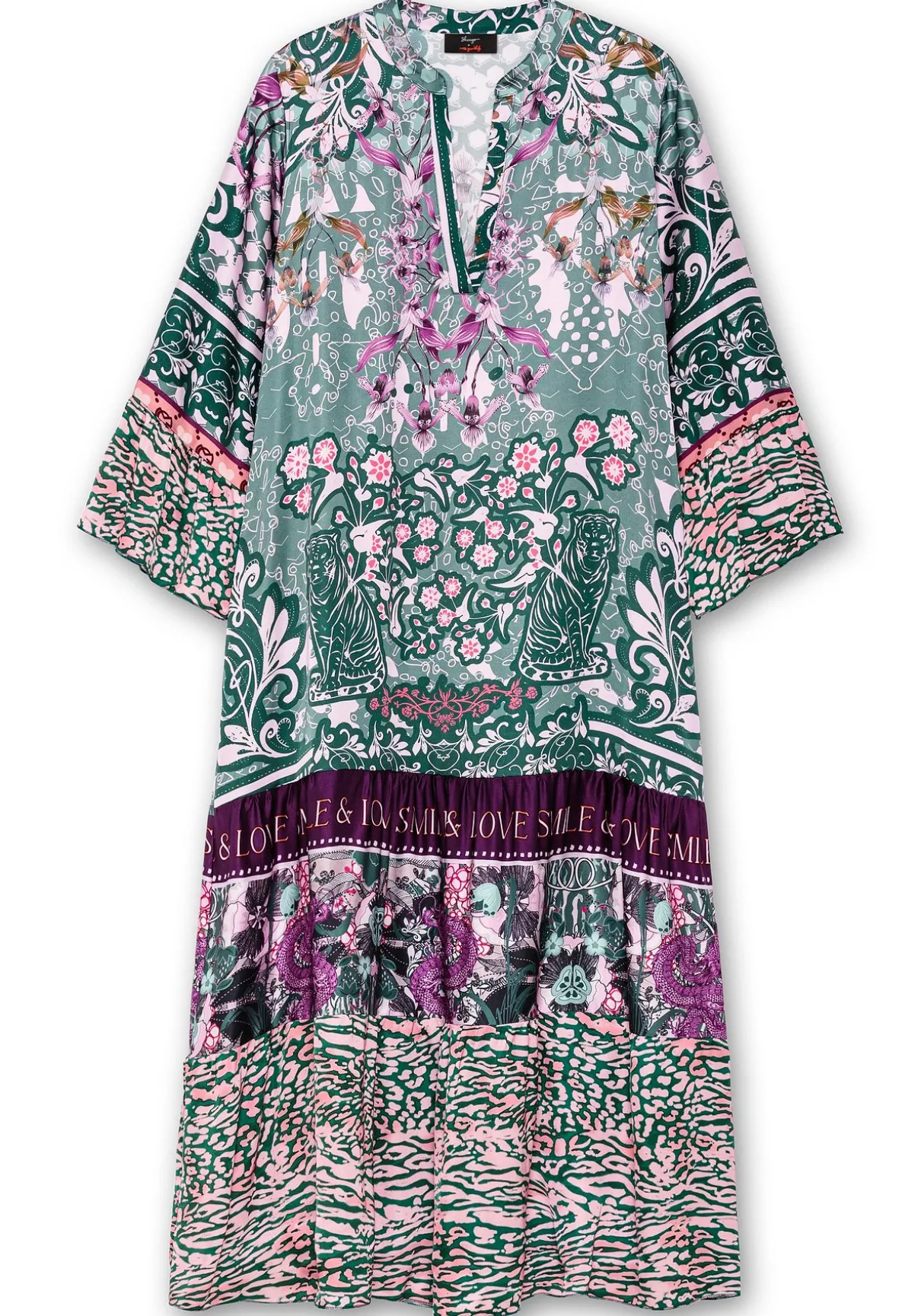 Maxikleid im Mustermix, mit Volants