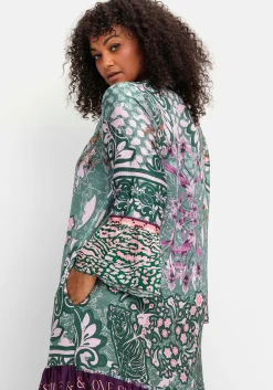 Maxikleid im Mustermix, mit Volants