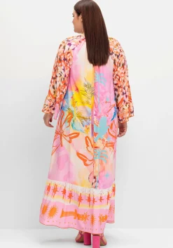 Maxikleid im Mustermix, mit Volant am Saum