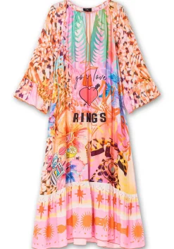 Maxikleid im Mustermix, mit Volant am Saum