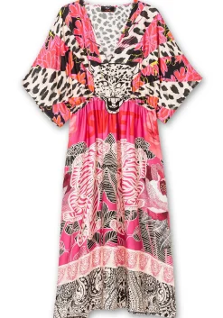 Maxikleid im Mustermix, mit weiten Ärmeln