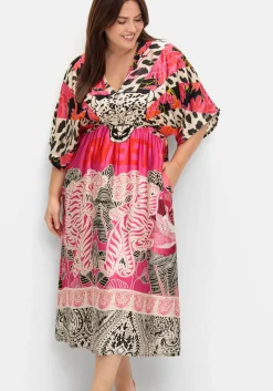 Maxikleid im Mustermix, mit weiten Ärmeln
