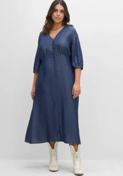 Maxikleid in Denimoptik, mit Knopfleiste
