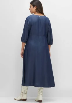 Maxikleid in Denimoptik, mit Knopfleiste
