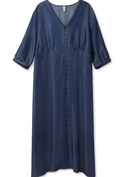 Maxikleid in Denimoptik, mit Knopfleiste