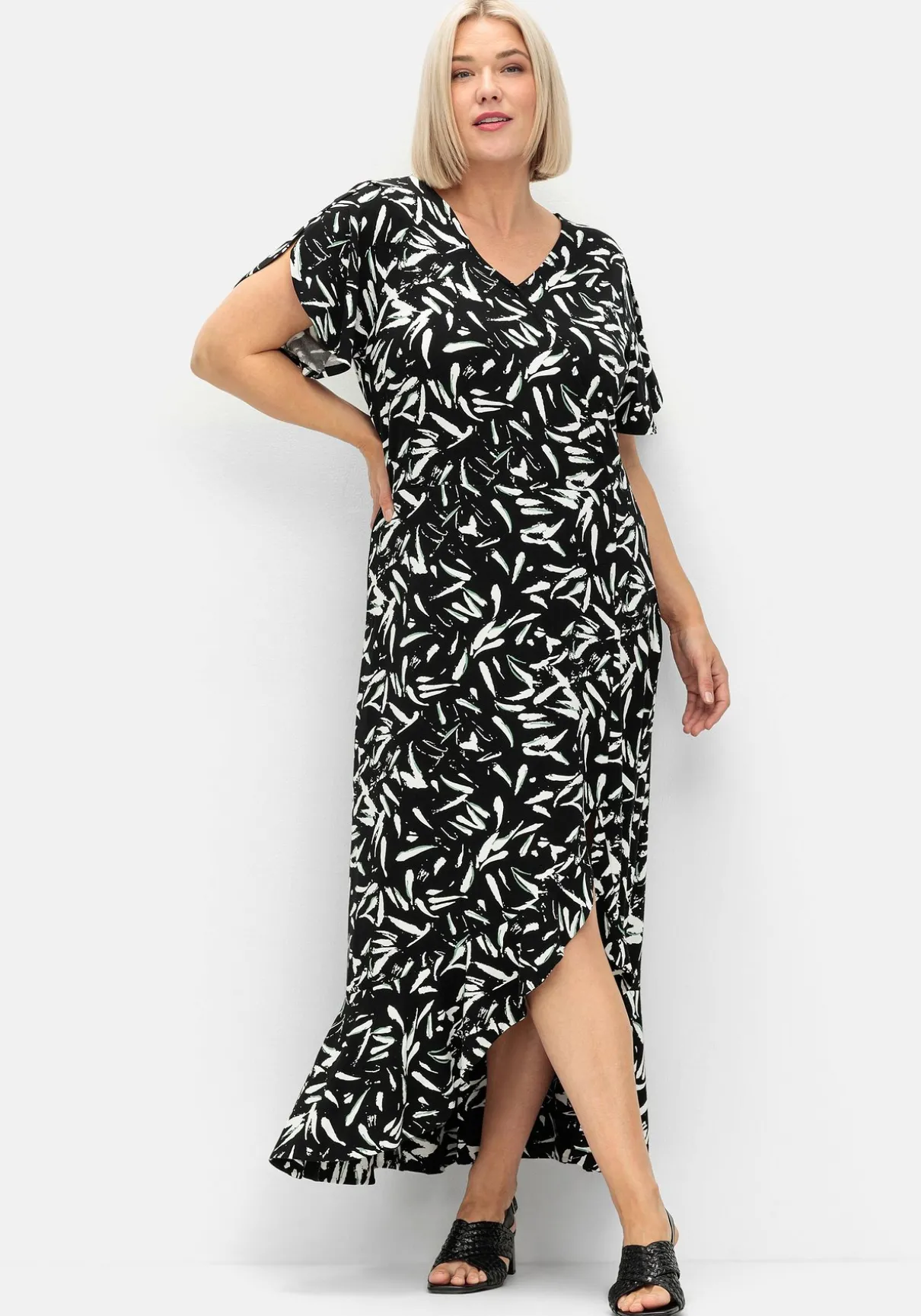 Maxikleid in Wickeloptik, mit hohem Schlitz